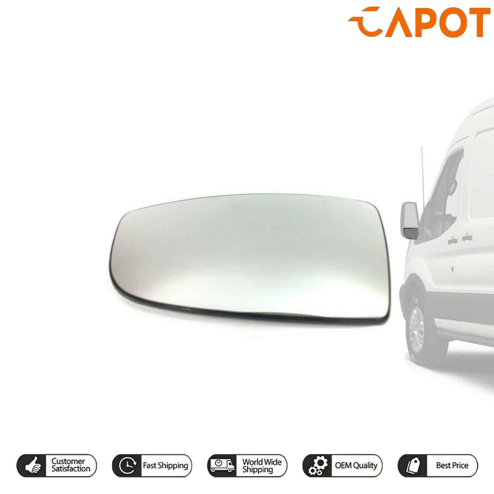 Wing Mirror Glass Lower Door for Ford Transit MK8 2014 On Passenger Left 1855103