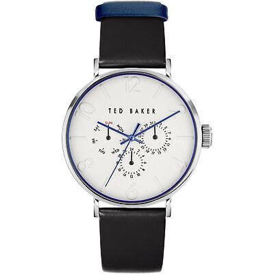 Pre-owned Ted Baker Phylipa Gents Black Leather Strap Watch Model Bkppgf2069i