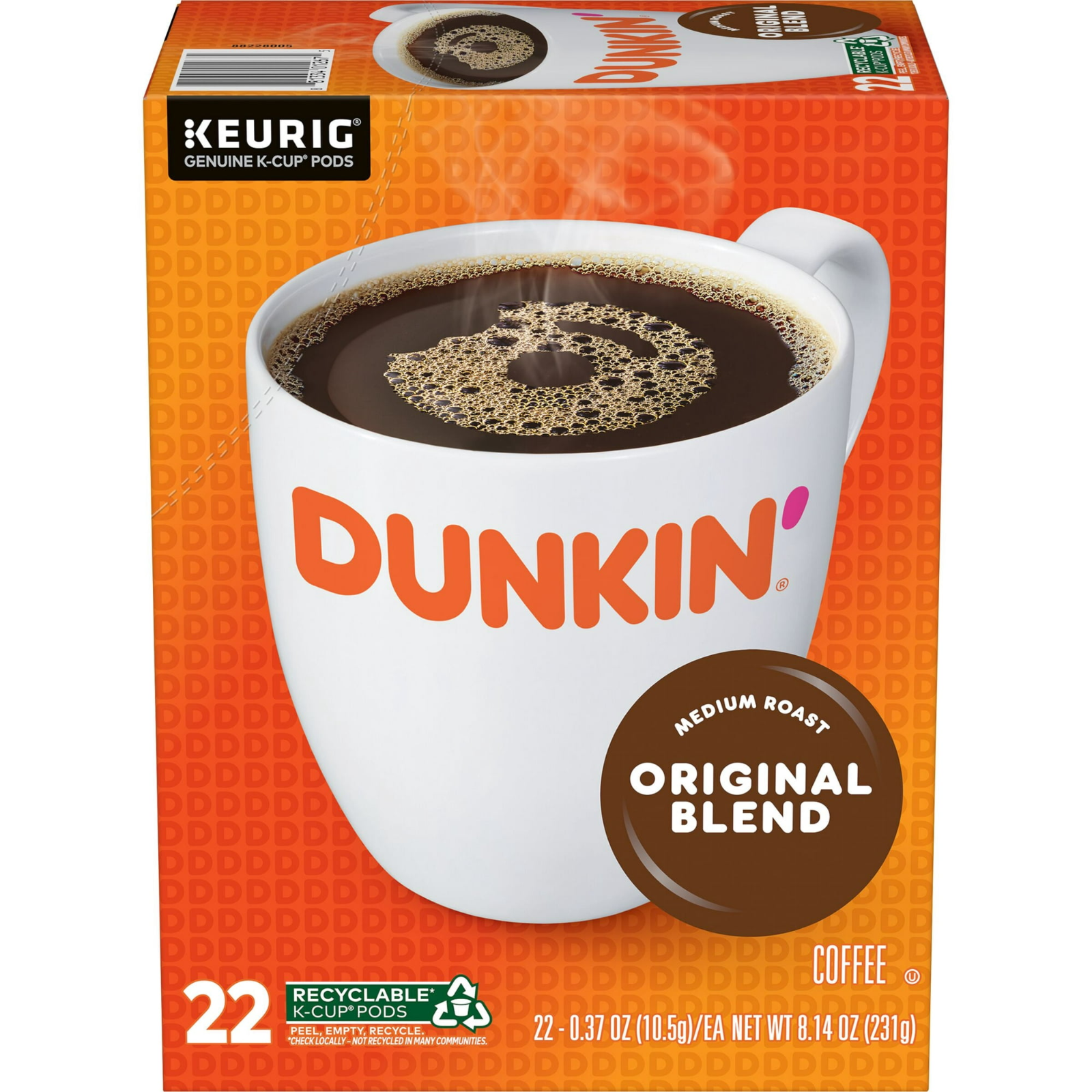 Dunkin' Original Blend Medium Roast Coffee Keurig K-Cup Pods, 22 Count