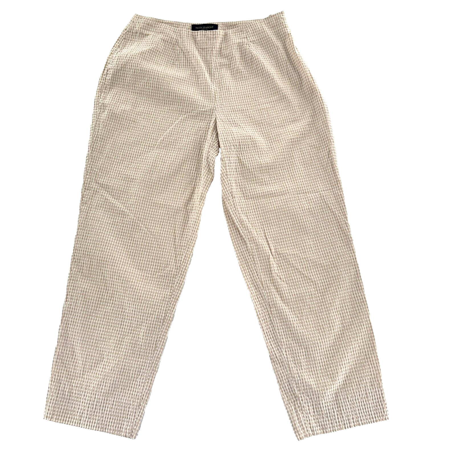 Piazza Sempione Audrey Womens 26 Beige Crop Pant Check Made