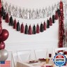 AimtoHome Tassel Garland Tissue Paper Tassel Banner,Tassels Party Decorations for Wedding,Birthday,Bridal/Baby Shower,Pack of 15 (Burgundy/Black/Silver)