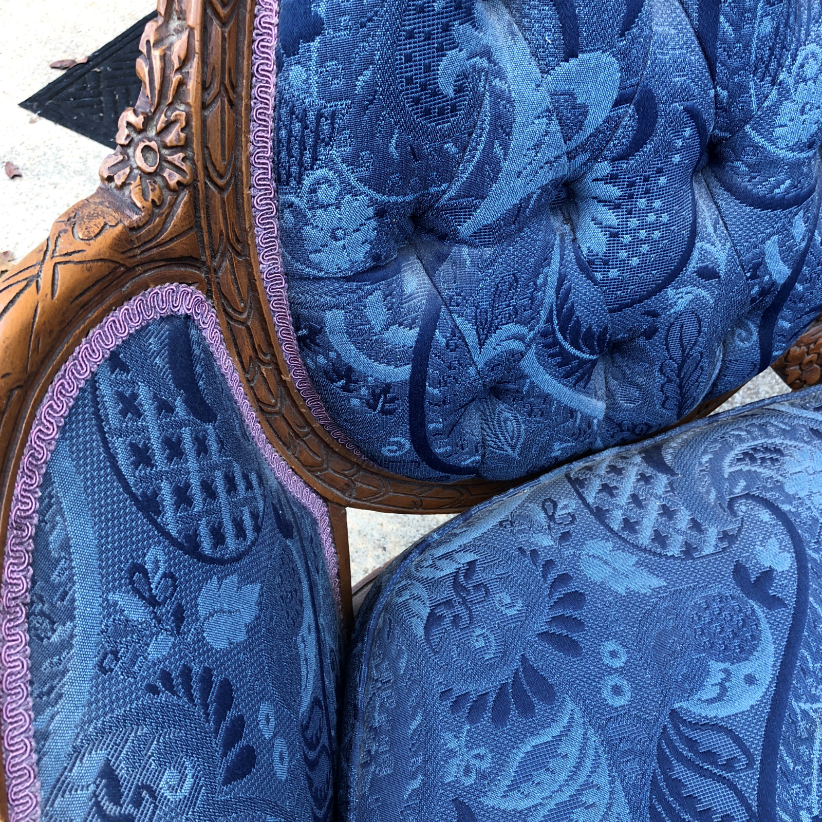 Vintage Hand Carved Wooden Settee 1940's