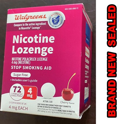 Walgreens Nicotine Lozenge Stop Smoking Aid, 4mg  72 Count CHERRY EX2026