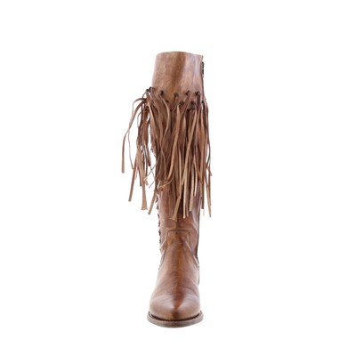 Pre-owned Bed Stu Hoplia F397001 Womens Brown Leather Zipper Knee High Boots