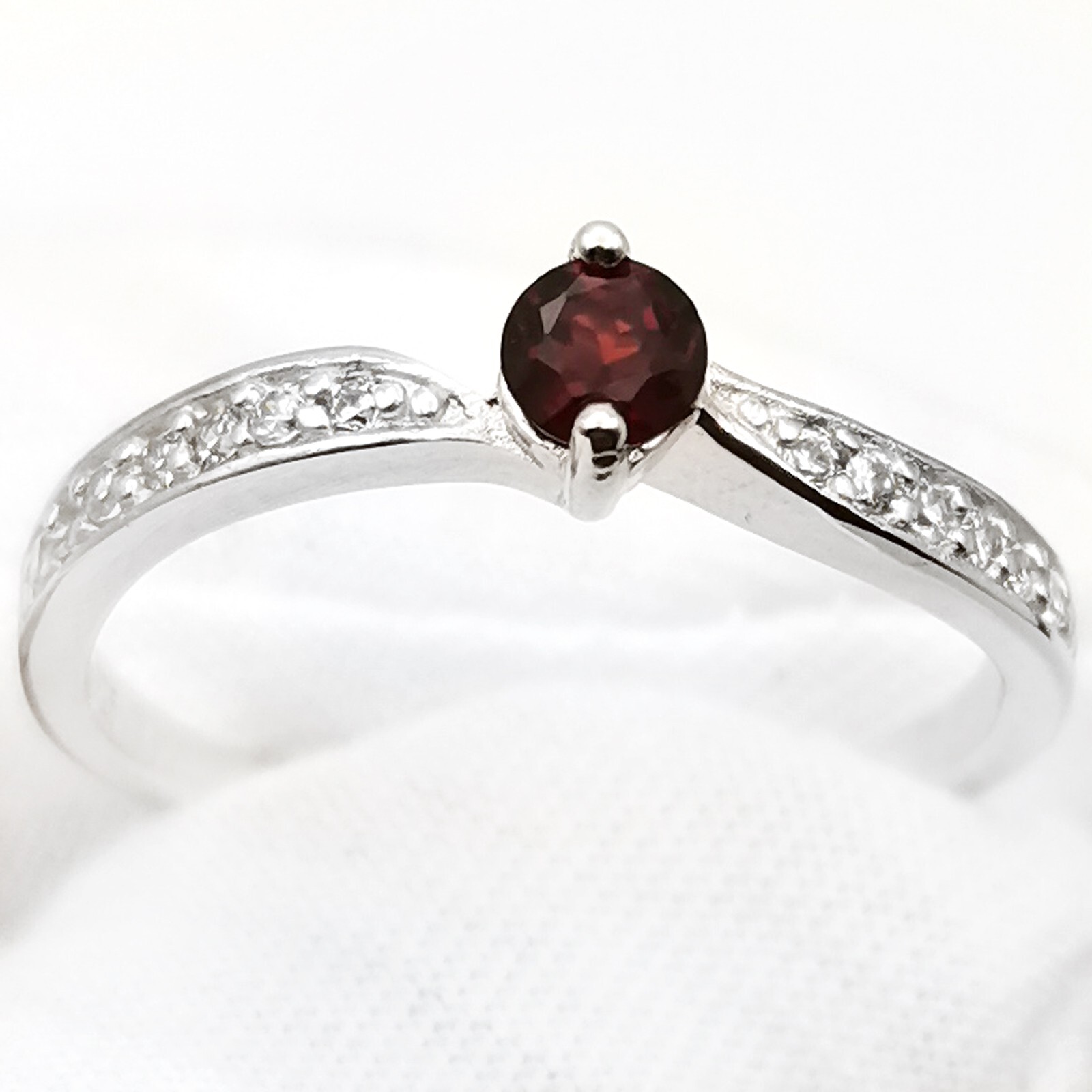 Women Wedding Ring Sterling Silver 4mm Red Garnet January