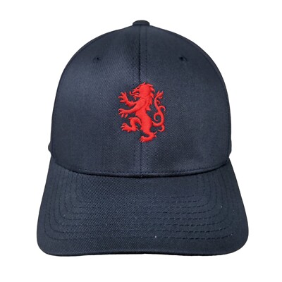 Red Lion Rampant Fitted Hat Blue L/XL Embroidered 6 Panel Flexfit Yupoong