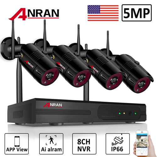 Wireless Outdoor Home 5mp Cctv Wifi Nvr Audio Alarm