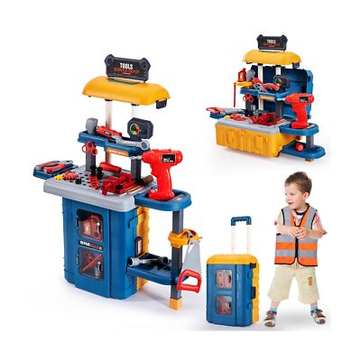 Kids Toy Tool Bench Set, Toddler Workbench with Electric Drill and Realistic ...