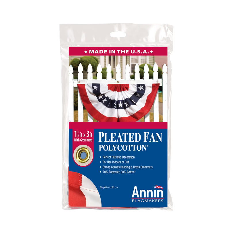 American Poly Cotton Patriotic Pleated Fan by Annin, 18