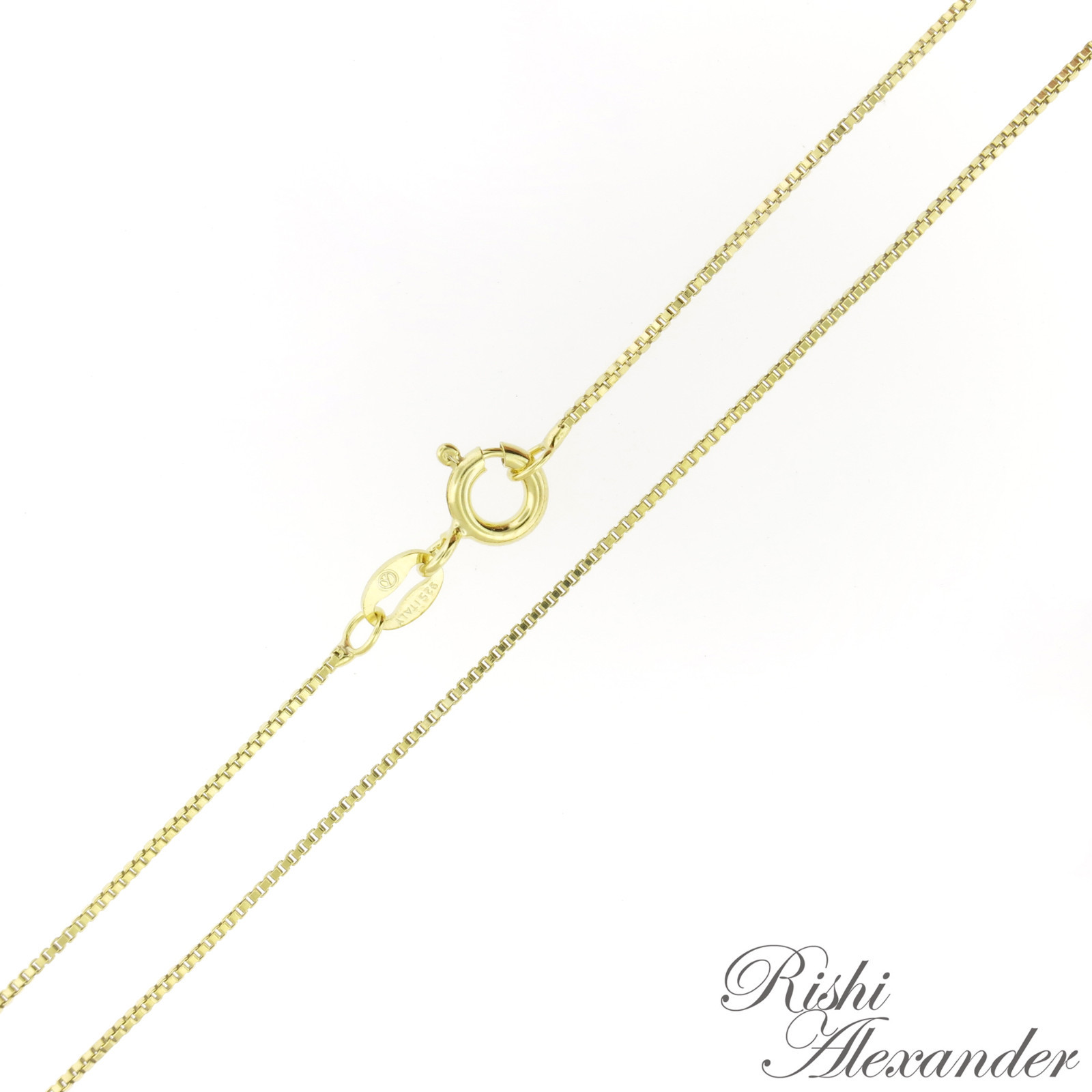 925 Sterling Silver Gold-Plated BOX Chain Necklace Vermeil .8mm Stamped 925