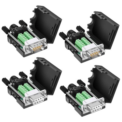 Dbilida DB9 Solderless Connector (2Male+2Female), DB9 Breakout Connector RS232 D