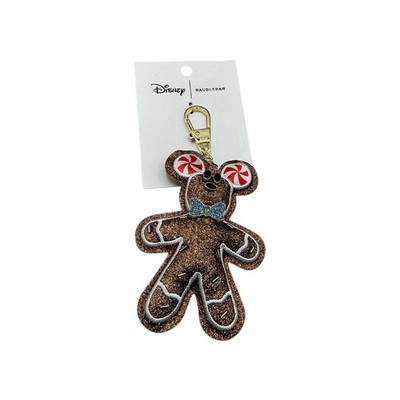 Disney Baublebar Mickey Gingerbread Man Keychain Bag Charm Glittery Blue Bow