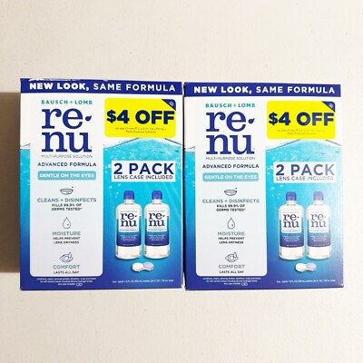 Renu Contact Lens Multipurpose Solution, Advanced Formula, 12 Fl Oz (Pack of 4)
