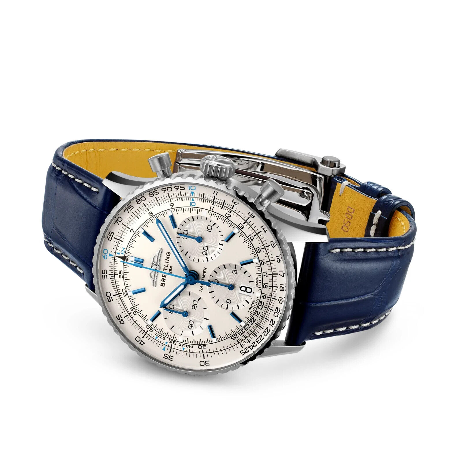 Pre-owned Breitling Navitimer B01 Chronograph 41 Silver Dial Blue Strap Ab0139a71g1p1