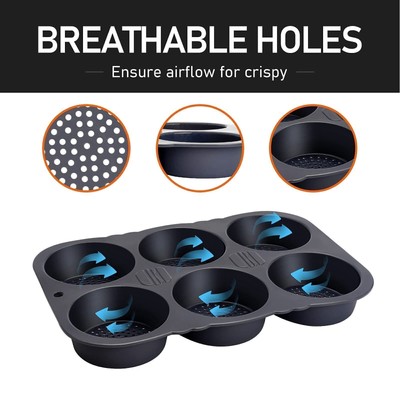 6 Cavity Hamburger Bun Mould Foldable Reusable Bread Mould  40  to +446  Heat