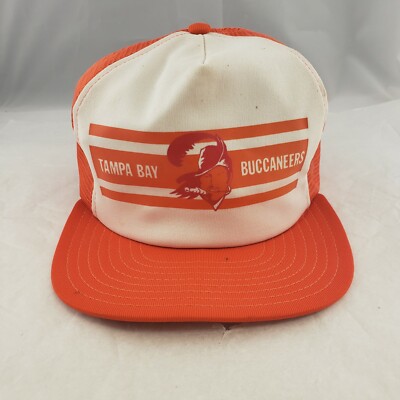 AJD Super Stripe Vintage Tampa Bay Buccaneers Mesh Trucker Snapback Hat USA