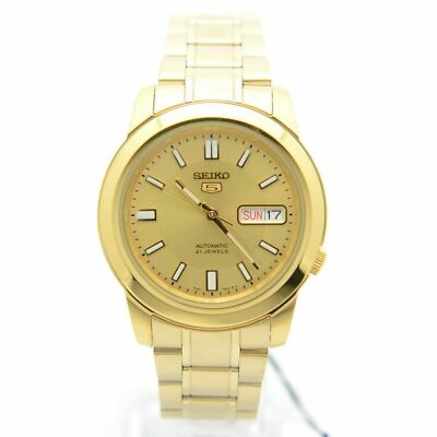 Pre-owned Seiko 5 Snkk20k1 Automatic Gold Tone Stainless Steel Analog Men's Watch