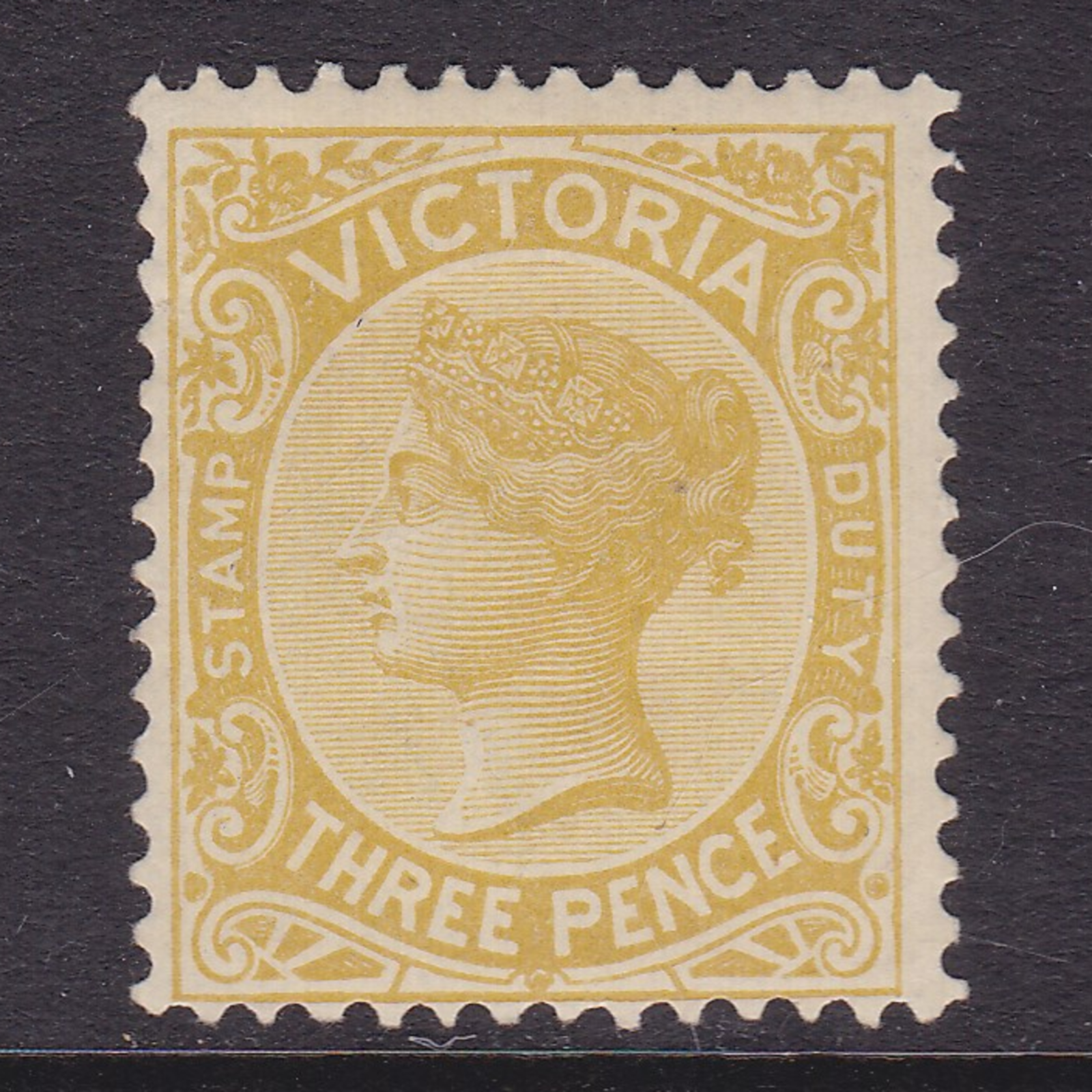 VICTORIA 1886 3d Pale Ochre QV STAMP DUTY MINT/MH SG 299A (SH61)