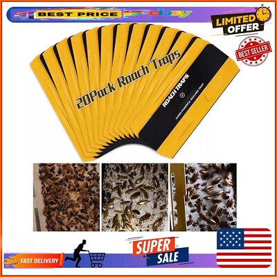 20 Pack Roach Traps, Cockroach Traps Indoor Home, Glue Roach Traps, Child & P...