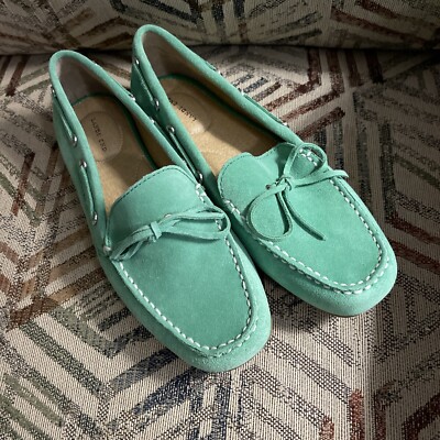 New Lands End Women s 6.5 B 37 Turquoise Leather NWOB