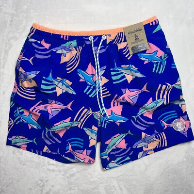NEW Chubbies Men's Stretch Swim Trunks 5.5'' Inseam Size M The Daddy Sharks Lined
