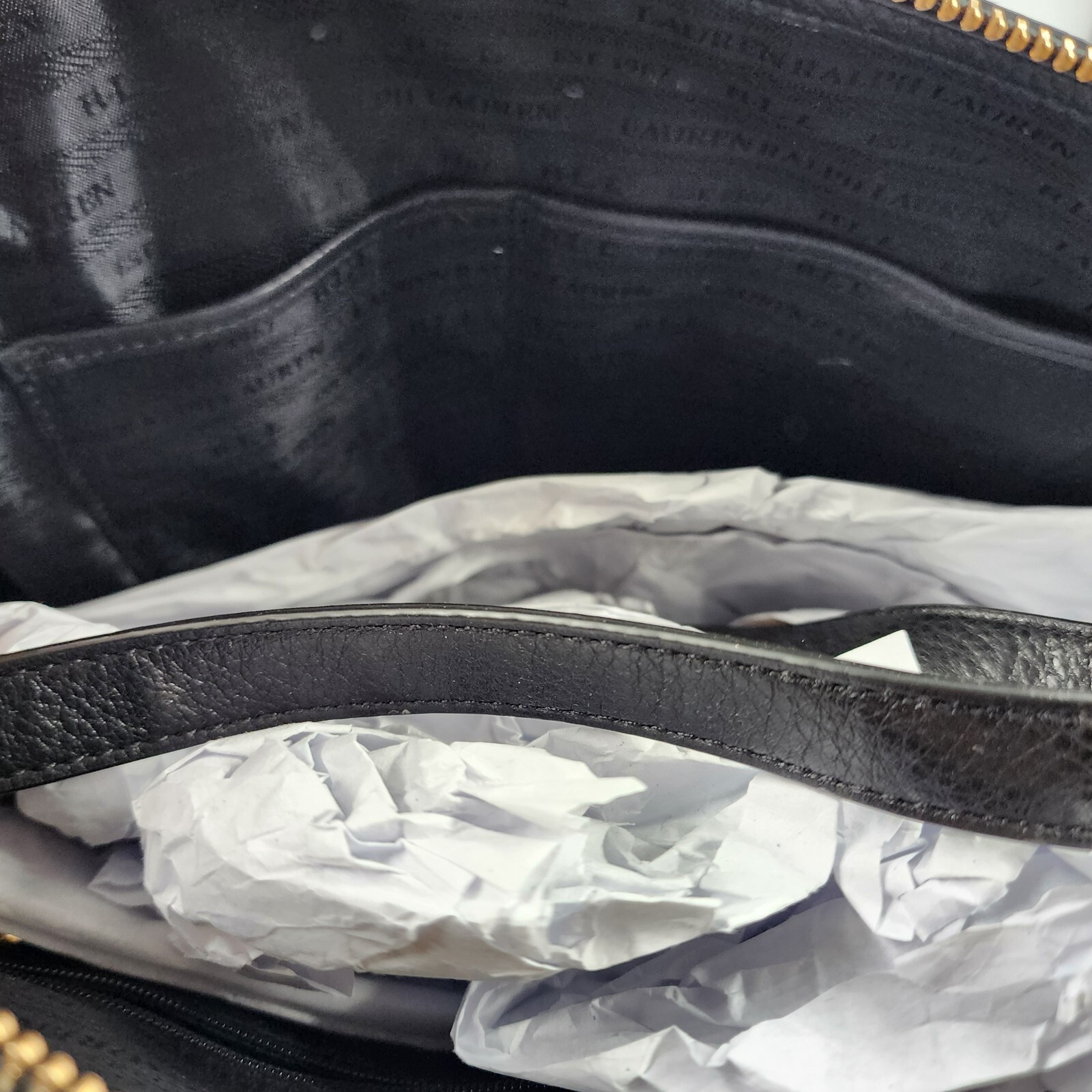 Lauren Ralph Lauren Stonegate Leather Satchel Women's Black Zip Top Closure - Picture 15 of 23