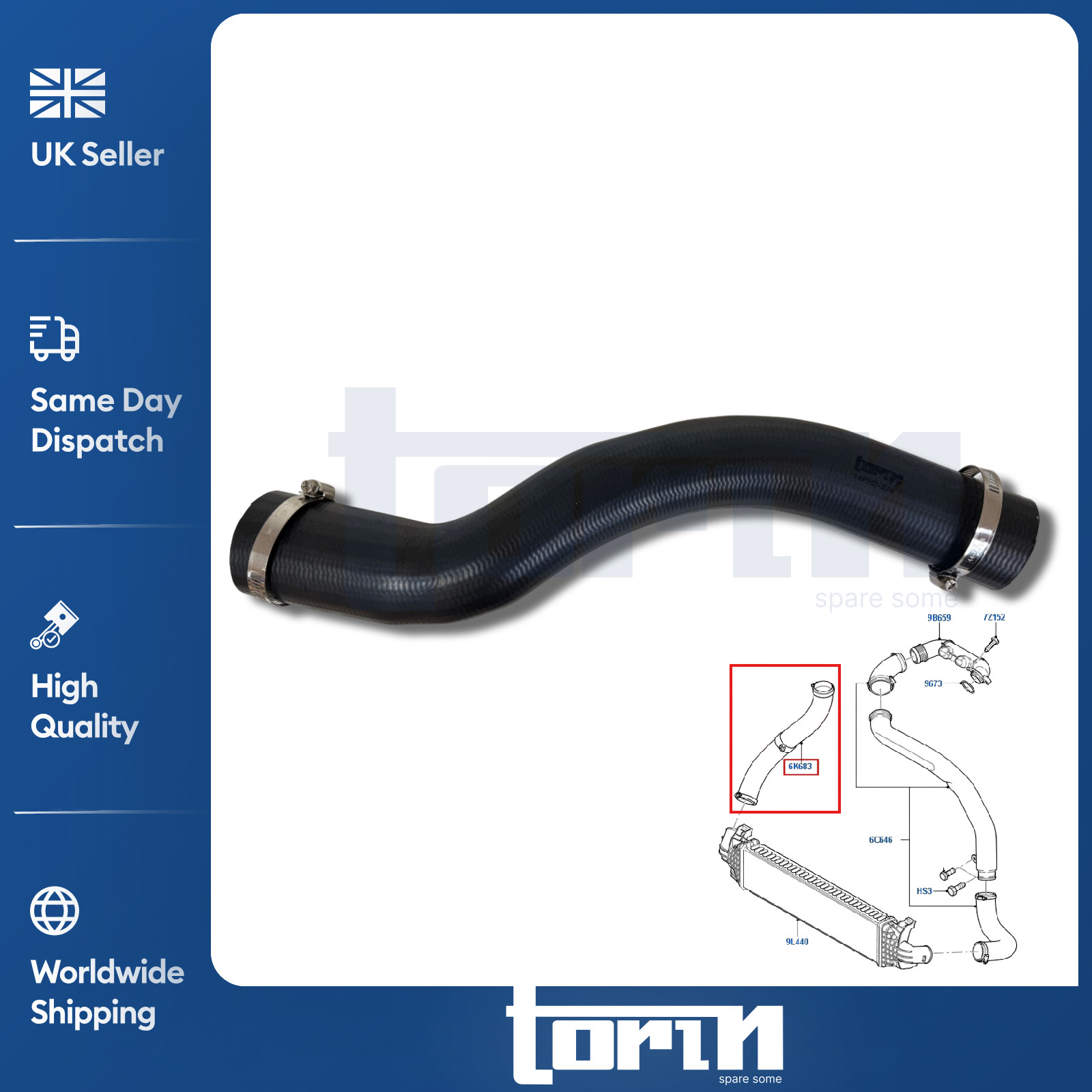FOR FORD FOCUS MK2 C-MAX VOLVO C30 V40 1.6 DIESEL INTERCOOLER TURBO HOSE PIPE