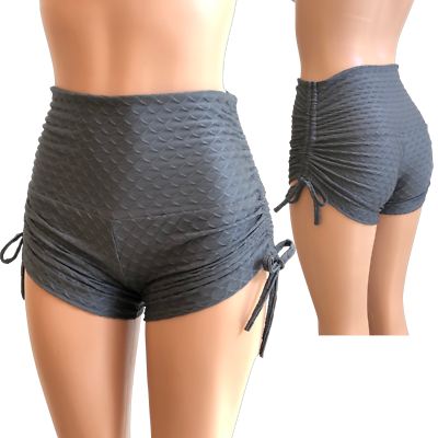 Gray High Waist Hot Yoga Shorts Swim Brazilian Strings SXYfitness Made in  USA