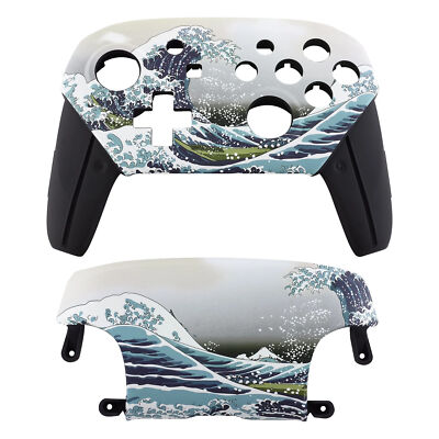 Soft Touch Great Wave Front + Back Shells for Nintendo Switch Pro Controller
