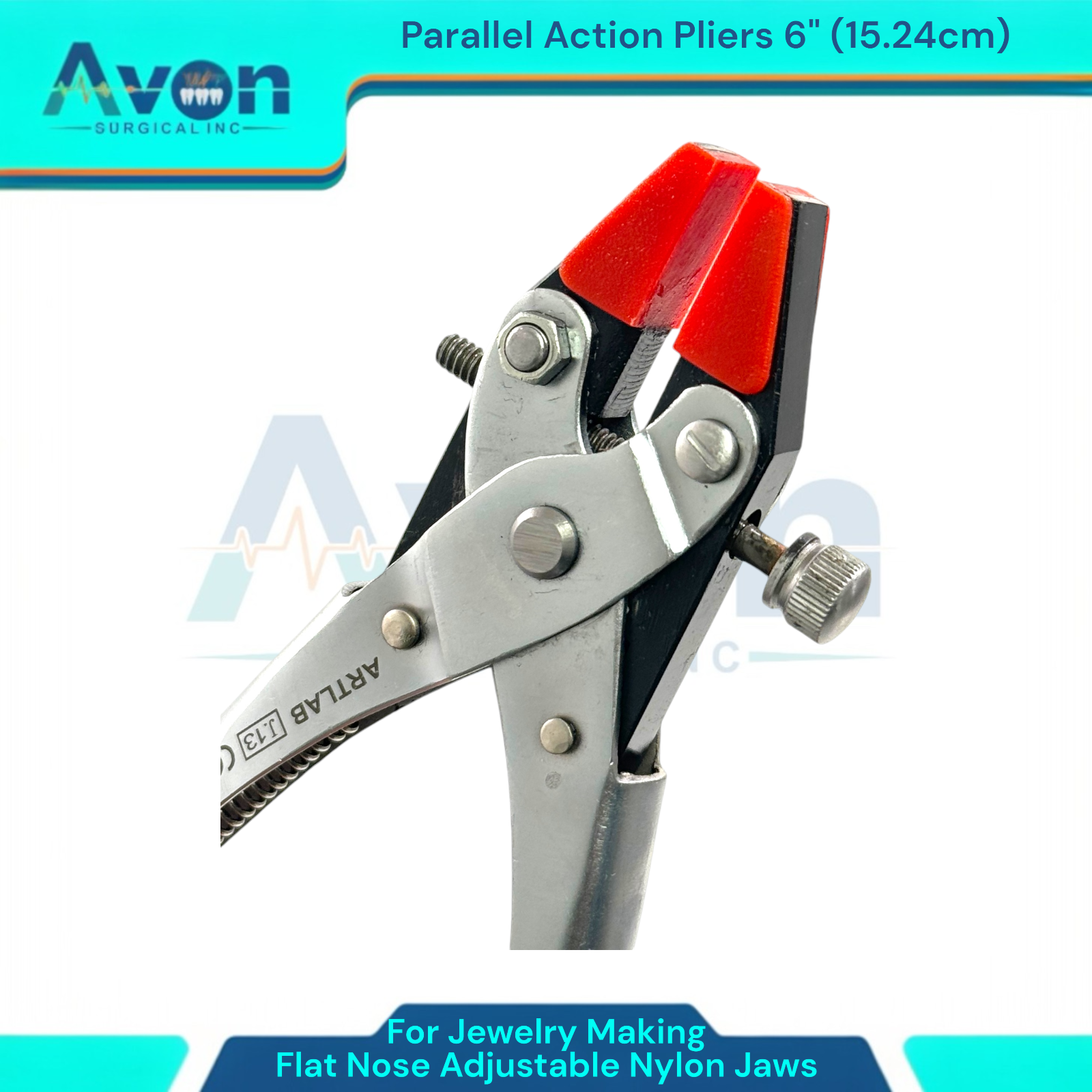 Parallel Action Flat Nose Pliers Smooth Adjustable Nylon Jaws 6 Inches Long