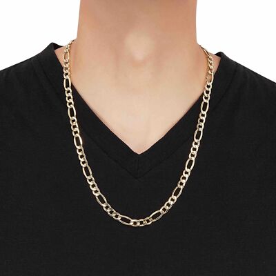Pre-owned Welry Men's 8.5mm Figaro Chain Necklace In 10k Yellow Gold, 24"