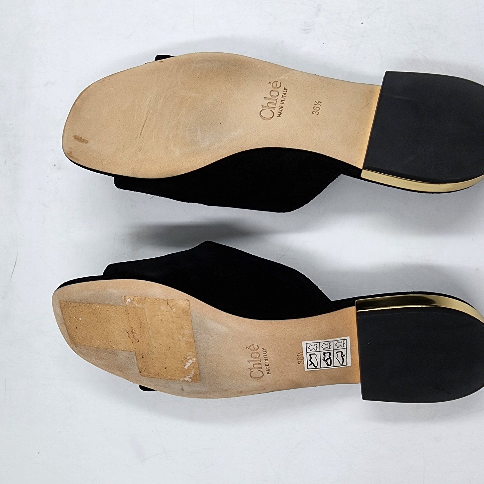 Chloé Alize Buckled Slide Sandals Women's 6.5US Black/Gold Open Toe Slip On - Picture 15 of 21