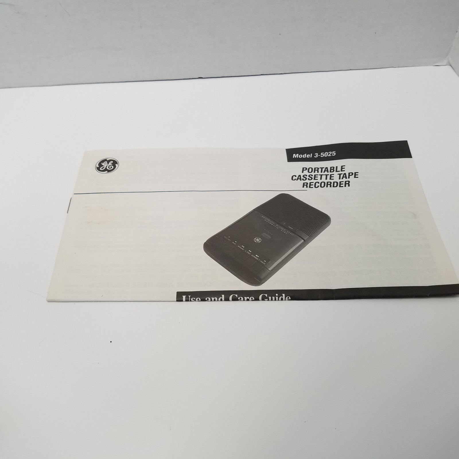 GE Portable Cassette Recorder Model 3-5025 W/AC Adapter & Guide Video Below