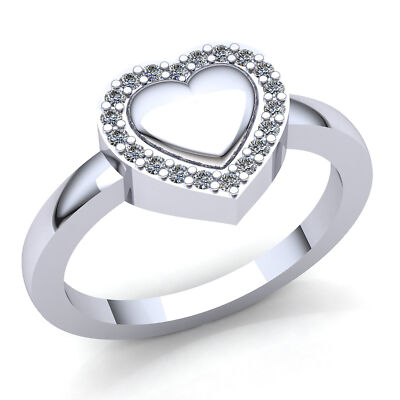 Pre-owned Jewelwesell Genuine 0.15ct Round Cut Diamond Ladies Bridal Heart Anniversary Ring 14k Gold