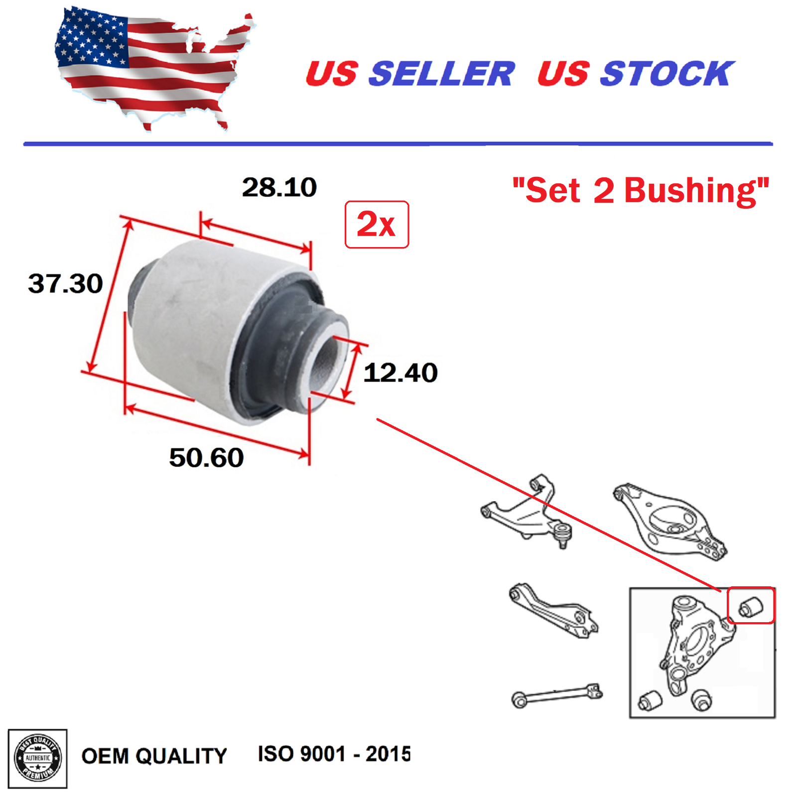 Rear Knuckle Bushing Set Pair For Infiniti FX35 FX45 2003-2008 OE Quality