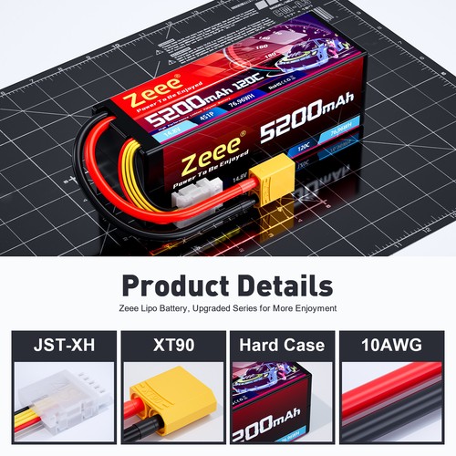 2x Zeee 14.8V 120C 5200mAh 4S Lipo Battery XT90 HardCase for RC Car Truck Boat