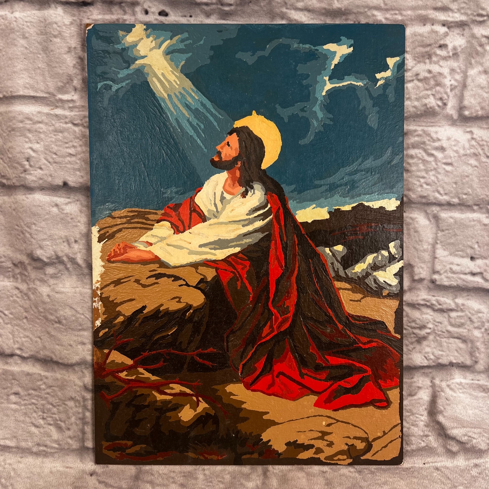 VTG 1983 Praying Jesus Christ Paint By Number Finished PBN 14x...