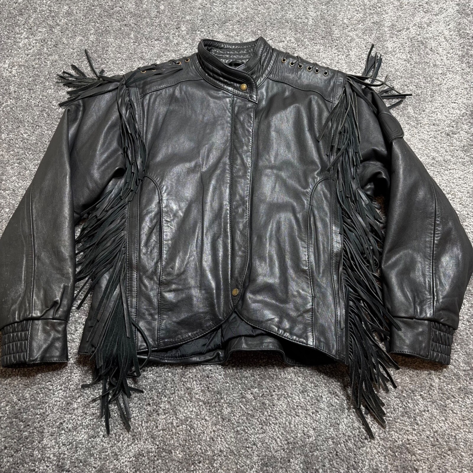 Harley Davidson Fringe Leather Motorcycle BIKER Jacket Sz 40