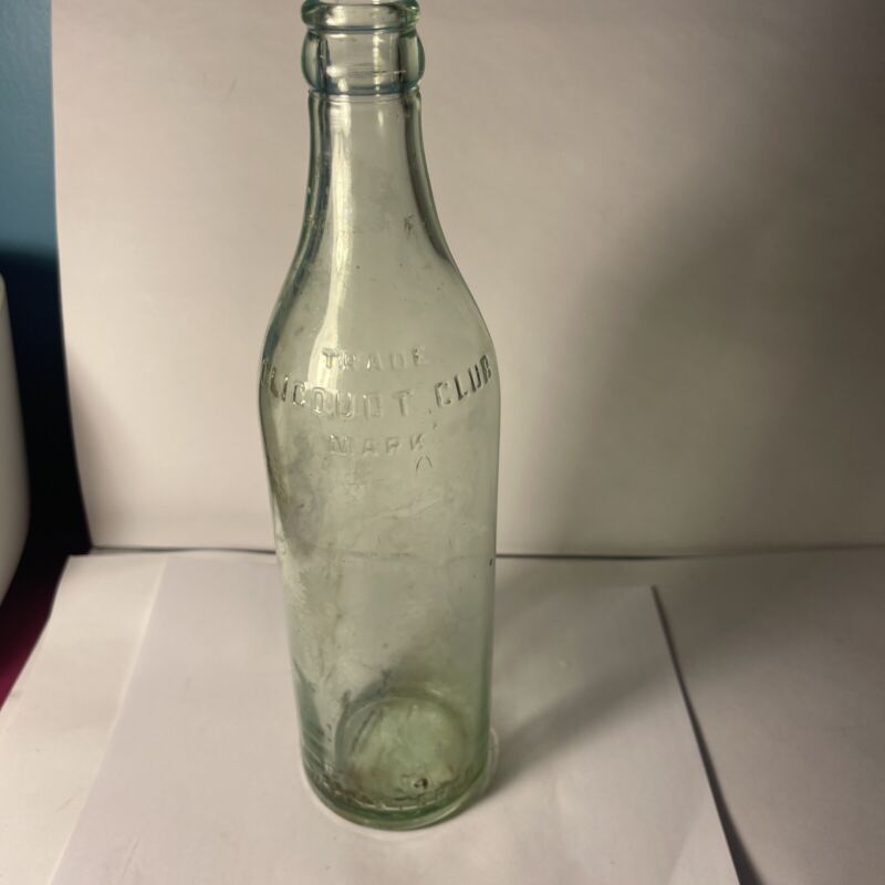 Antique Glass Crown Top Bottle Clicquot Club