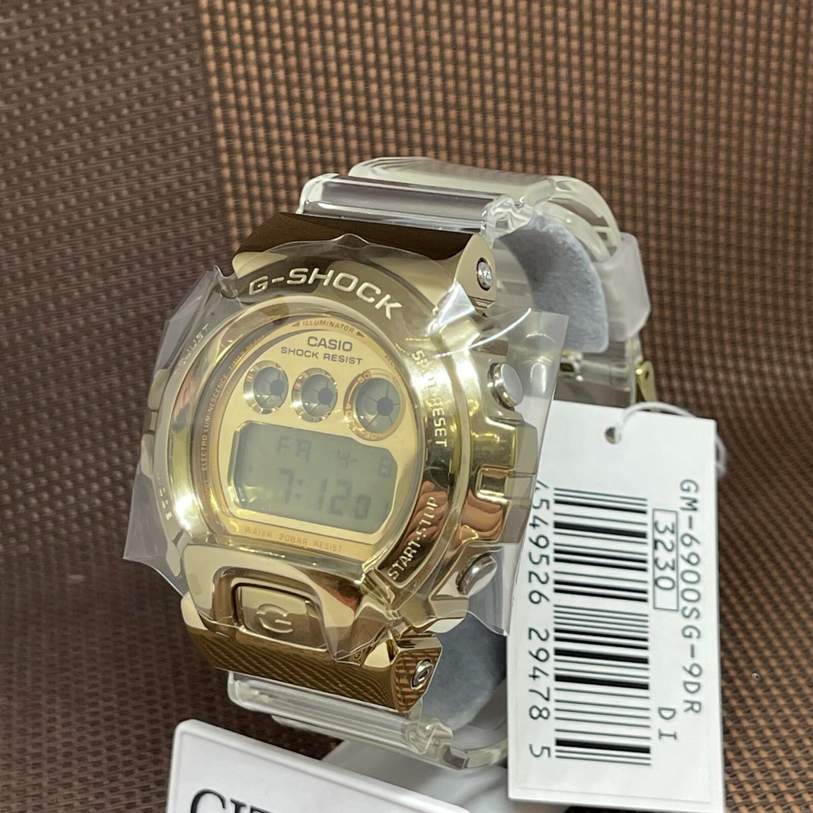 Pre-owned Casio G-shock Gm-6900sg-9d Gold Metal Cover Semi-transparent Digital Men's Watch