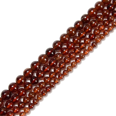 High Grade Hessonite Orange Garnet Smooth Round 4mm 5mm 6mm 7mm 15.5 '' Strand