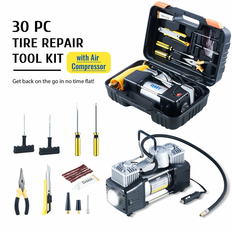 Car Tire Inflator W 30pc Tire Repair Kit