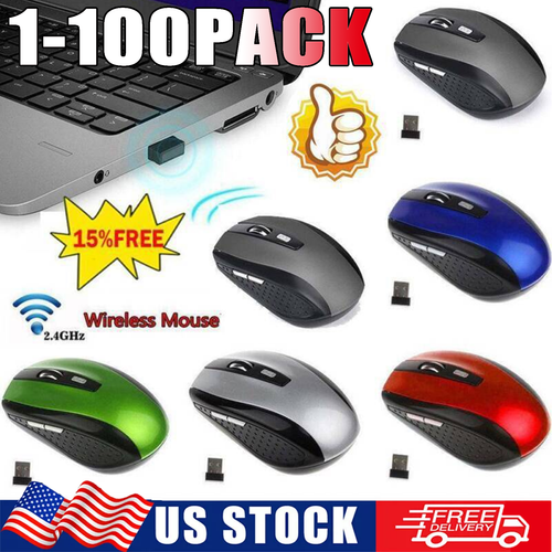  Wireless Optical Mouse Mice 2.4GHz USB Receiver For Laptop PC Computer DPI lot