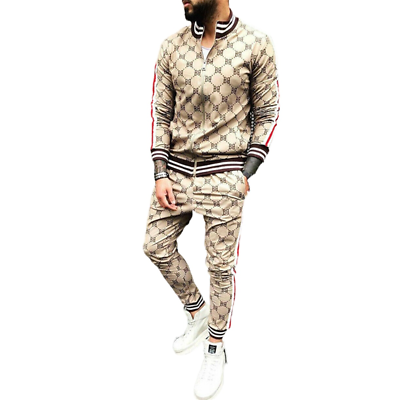 Mens Tracksuit Set Jacket Tops Joggers Pants Sports Wear