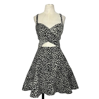 NWT Bec & Bridge Cutout Animal Print Flare Mini Dress 