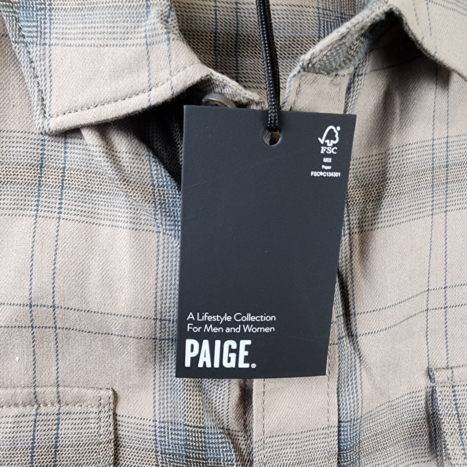 PAIGE Everett Plaid Flannel Long Sleeve Button-up Shirt Men's Medium Oak Sky - Picture 6 of 12