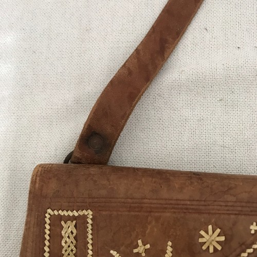 Vintage Brown Leather Messenger  Bag Hull Flap Cross Body Purse Handmade Tooled