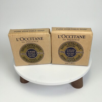 L Occitane Verbena Extra Gentle Soap 3.5 Oz Bars Set Of 2 Pure Vegetable Square