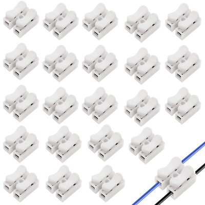 100Pcs Push Quick Wire Cable Connector,White Wiring Terminal,Spring Loaded Elect