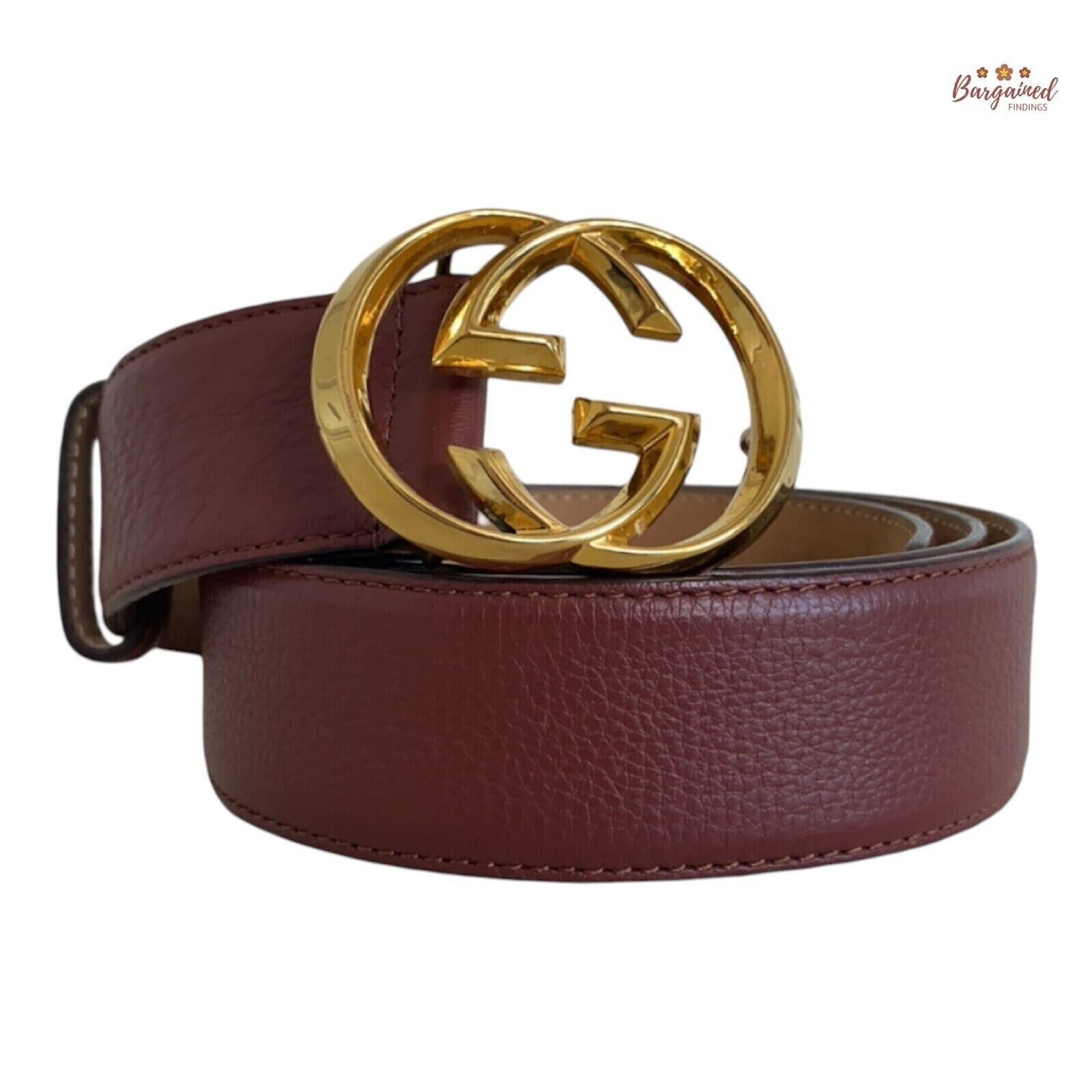 Authentic Gucci Red Pebbled Leather Gold Interlocking G Authentic Gucci Red Pebbled Leather Gold Interlocking G